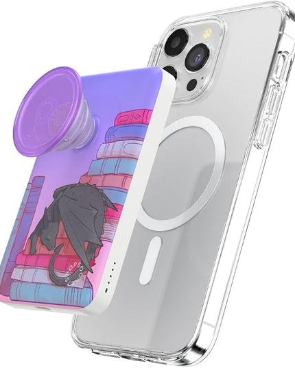 PopSockets PowerPack for MagSafe, Portable Phone Charger, Magnetic Wireless Portable Charger, 5000mAh - Curled Up with A Good Book