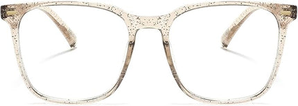 MACJERO Oversized Square Blue Light Blocking Glasses for Women Men, Anti-Fatigue Computer Monitor Gaming Glasses Reduce Eye Strain(Pearl Champagne)