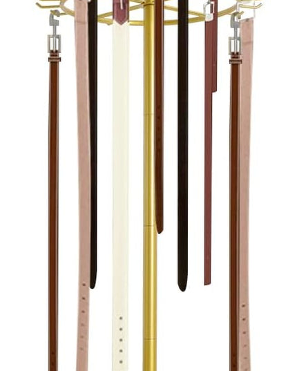Floor Standing Belt Display Rack 66.1 Inch Metal Tie Scarf Organizer with Multi-Hook Design, Retail Clothing Display Stand for Belts Ties Scarves in Store Bedroom or Commercial Use