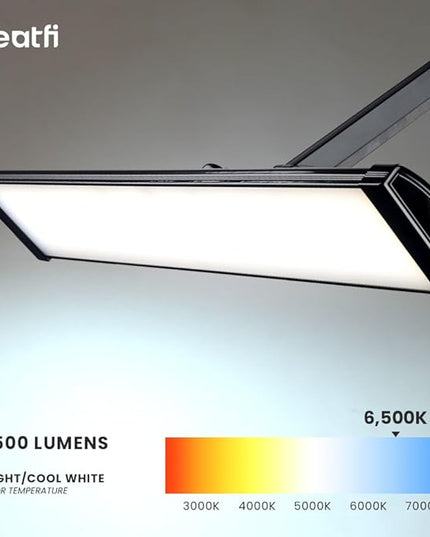 Neatfi Ultra 3,500 Lumen LED Desk Lamp, 45W, 26-Inch Wide Metal Shade, 270 SMD LEDs (Non-CCT with Clamp, Black)