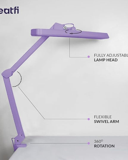 Neatfi XL 2,500 Lumens LED Task Lamp, 22 Inches Wide, 30W, 162 Pcs SMD LED, Eye-Caring, Desk Light with Clamp for Home, Office, and Study Room (Non-CCT, Lavender)