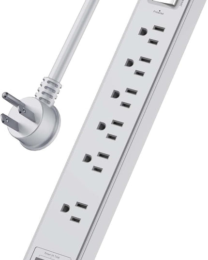 6Ft Power Strip Surge Protector - Yintar Extension Cord with 6 AC Outlets and 3 USB Ports for Home, Office, Dorm Essentials, 1680 Joules, ETL Listed, Grey