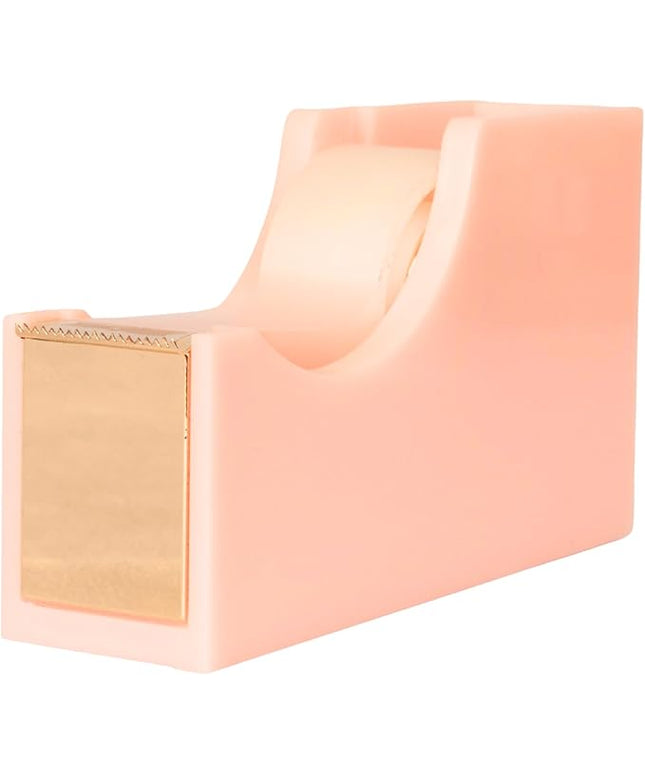 BLU MONACO | Acrylic Tape Cutter Dispenser for Desk | Cute Tape Dispenser Desk with Heavy Duty Base | Pastel Pink Desktop Tape Holder for Office Home
