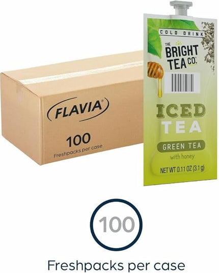 Flavia Bright Tea Co. Iced Green Tea With Honey Freshpacks works only with Flavia Brewers (Case of 100)