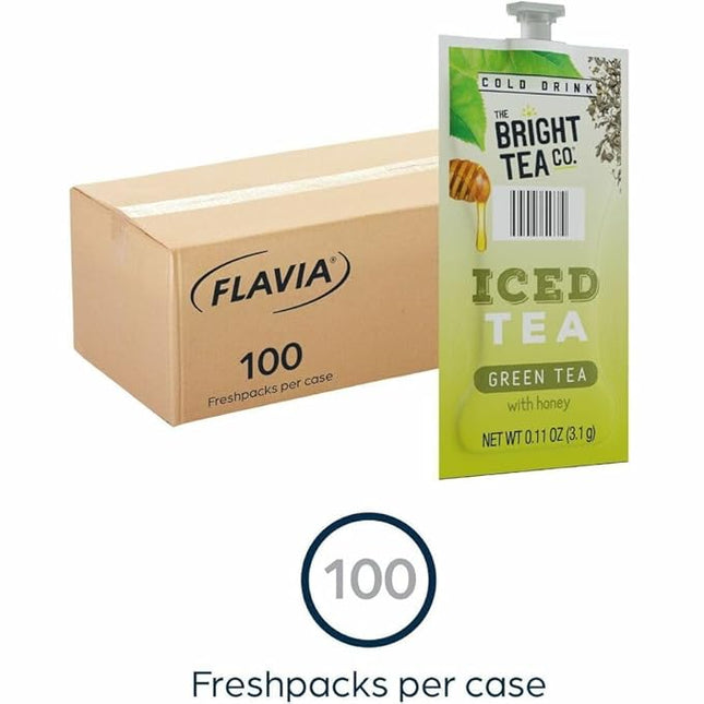 Flavia Bright Tea Co. Iced Green Tea With Honey Freshpacks works only with Flavia Brewers (Case of 100)