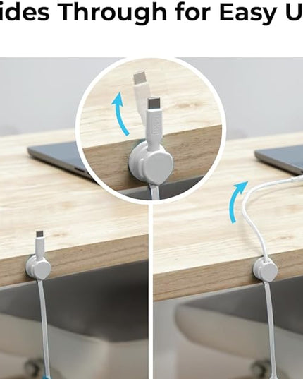 BLACK+DECKER Magnetic Cord Organizer Holder, 6 Pack Magnetic Cable Clips, Under Desk Cable Management, Strong Adhesive Cord Holder for Nightstand Kitchen Appliances Car Wall Office (White)