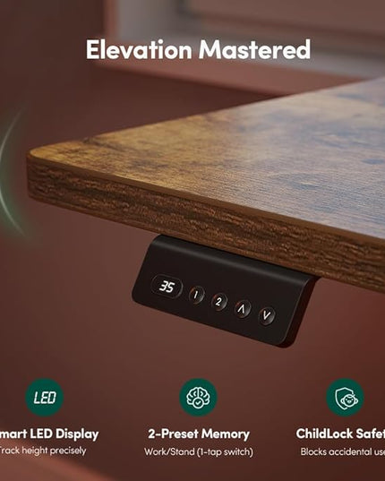FEZIBO 75x63 L Shaped Standing Desk, Electric Height Adjustable L Shaped Desk, Suitable for Home Office, Vintage-Brown