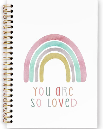 dvhdajed Boho Rainbow Spiral Notebook, You Are So Loved Positive Affirmation Journaling Notebooks, Inspirational Spiral Journal for Girls Women, Positive Office School Supplies Gifts, 5.5x8.3 In