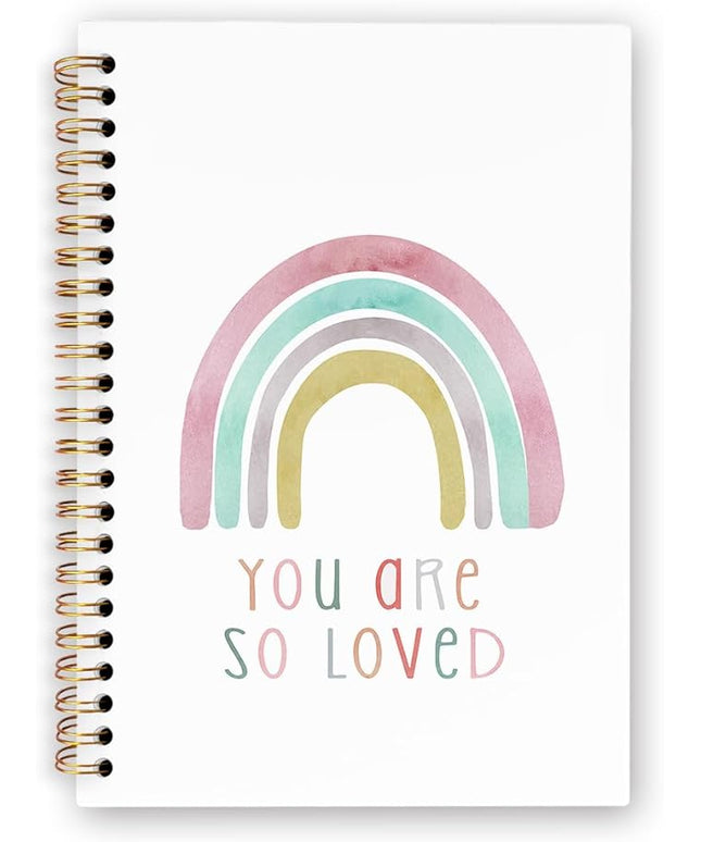 dvhdajed Boho Rainbow Spiral Notebook, You Are So Loved Positive Affirmation Journaling Notebooks, Inspirational Spiral Journal for Girls Women, Positive Office School Supplies Gifts, 5.5x8.3 In