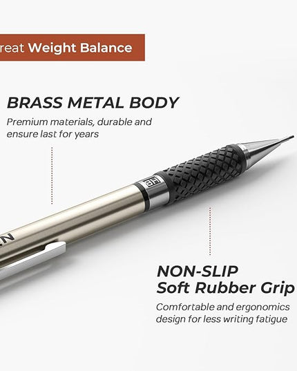 Nicpro 0.9 mm Art Mechanical Pencil Set in Storage Case, 3 PCS Metal Drafting Pencil Lead Pencil with 6 Tube HB Lead Refills, 3 Erasers, 9 PCS Eraser Refills for Artist Writing, Drawing, Sketching