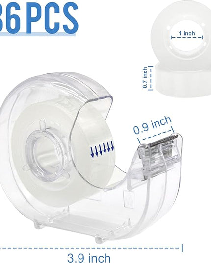 JEFURE 36 Pcs Transparent Tape with Dispenser, 0.7 in x 1000 in Clear Tapes and Refillable Dispensers, Office Tape Rolls with Dispenser Bulk for Craft Jobs, Gift Wrapping, Repairing, Home and School