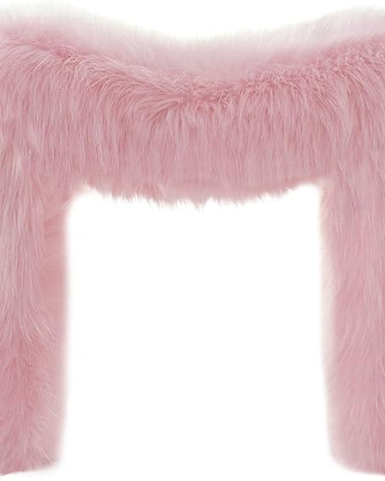 Vanity Stool Chair Small Footstool Ottoman Faux Fur Seating Backless Modern Foot Rest Ottoman Furry for Makeup Room Living Room Bedroom Entryway,Pink (Single 1)