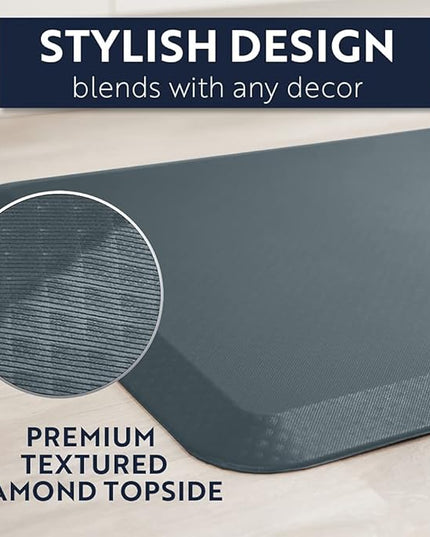 KANGAROO Thick Ergonomic Anti Fatigue Mats for Kitchen Floor, 48x20, Cushioned Standing Office Desk Mat, Waterproof Scratch Resistant Topside, Supportive All Day Comfort Padded Foam Rugs, Charcoal