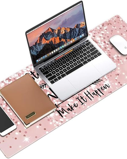 Galdas Gaming Mouse Pad XXL XL Large Long Extended Big Mousepad Non-Slip Rubber Keyboard Mouse Pad with Stitched Edges for Laptop Home Office (31.5x11.8x0.08 Inch) … (Bling Words)