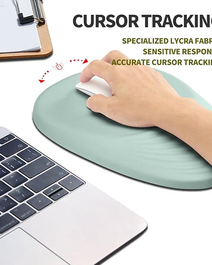 Hokafenle Ergonomic Mouse Pad Wrist Support, Terraced Slope Carpal Tunnel Wrist Pad for Mouse with Unibody Memory Foam, Wrist Rest Pain Relief Mousepad (Light Cyan, 11.8x7.9 in)