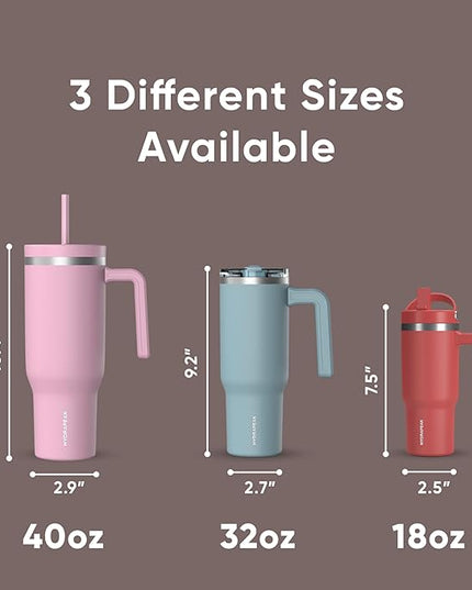 Hydrapeak Voyager 40 Oz Stainless Steel Tumbler with Handle, Insulated Water Bottle With Straw & Lid, Cupholder Friendly Reusable Travel Mug (Gingerbread)