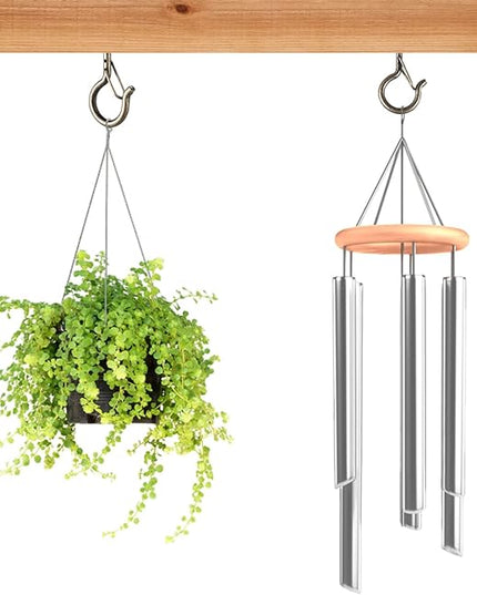 FSAH 25 PCS Screw-in Hooks for Outdoor String Lights, Q Hangers Hooks Outdoor for Outside, Swivel Hanging Basket Patio Light Hooks with Safe Buckle Screw in Planter Eye Hook for Wall Ceiling, Copper