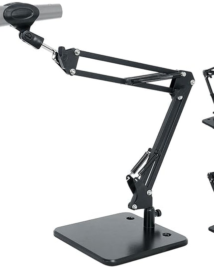 Rockville iSTAND 75 Desktop Boom Arm Stand, Mic/Phone/Tablet/Webcam Holder, Weighted Steel Base, 360-Degree Swivel, Anti-Scratch Grip, for Podcasting and Streaming