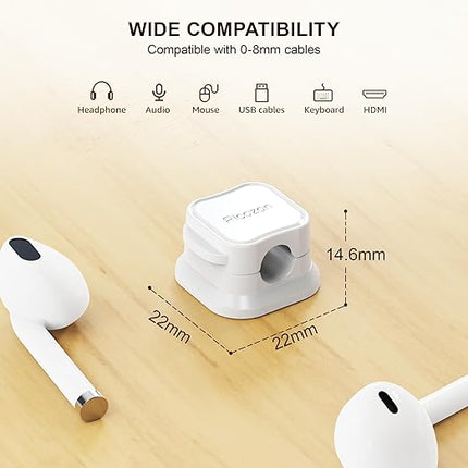 48 Pack Magnetic Cable Clip Organizer Cord Holder, Picozon Adhesive Cable Management, Wire Phone USB Charger Cable Holder, Keeper Organizer for Office Home Desktop Table - White