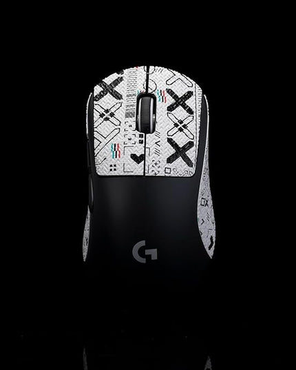 Grip Tape for logitech G Pro X Superlight 2 DEX (GPW4) - Anti-Slip,Enhanced Control, Sweat Resistance,Improves FPS Gaming Grip & Mouse Protection [Pre-Cut] Printsteam White Black 0.5mm