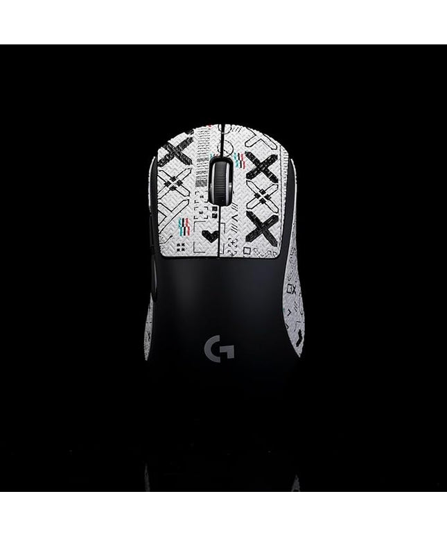 Grip Tape for logitech G Pro X Superlight 2 DEX (GPW4) - Anti-Slip,Enhanced Control, Sweat Resistance,Improves FPS Gaming Grip & Mouse Protection [Pre-Cut] Printsteam White Black 0.5mm