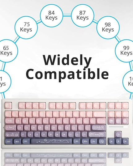 134Keys PBT Keycaps MOA Profile Key Cap for Cherry Gateron MX Switches Mechanical Keyboards Key caps (Taro Purple)