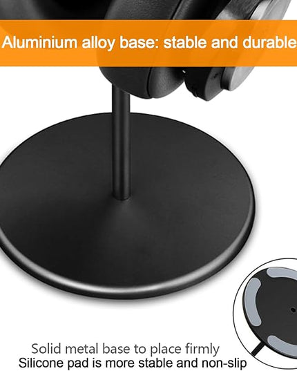 Micool Headphone Stand, Aluminium and Wood Gaming Headset Stand Holder for All Size Headphones with Stable Heavy Base, Headphone Holder for Desk
