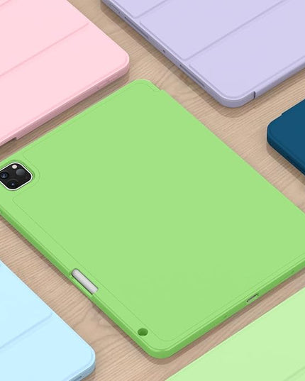 ZryXal iPad Pro 11 Inch Case (M5) 2025/ (M4) 2024 (Model: A2836/A2837/A3006), Trifold Stand Smart Cover with Pencil Holder and Soft TPU Back, Auto Wake/Sleep (Grass Green)