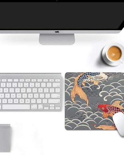 Koi Fish Japanese Tattoo Square Mouse pad, Texture, Waterproof, Anti Slip Rubber Base, Computer Mouse pad, Laptop Mouse pad