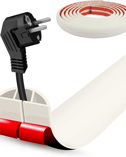 Floor Cord Cover Cable Cavity Self Adhesive Cord Hider Floor 10FT Floor Cable Management Power Cord Protector Floor Electric Cord Covers for Offices, Gym, Exhibitions (Beige, 1.18" x 10')