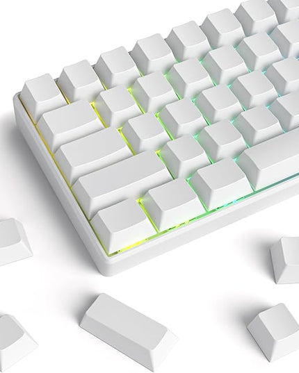Cherry Profile White Blank PBT Keycaps, 128 Key Custom Key caps, Minimalist Blank Keycap Set for Cherry MX Switches Mechanical Keyboard (White/Blank)