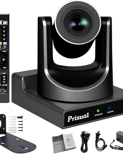 Prisual PTZ Camera Gen 5, 30X Optical Zoom Auto AI Tracking, HDMI 3G-SDI USB IP Streaming, 0.5 Lux for Church Live Streaming, YouTube Facebook, Events, vMix, OBS, Wirecast. TEM-30S PRO