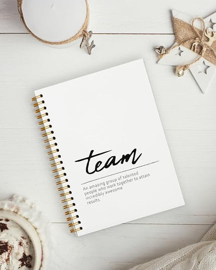 hold fizz Team Gifts for Employees, Meeting Notebook for Work, Thank You Gifts for Employees Coworkers, Office Supplies for Desk, Teamwork Gifts, Team Appreciation Gifts, White Hardcover Spiral Notebook 5.5x8.3
