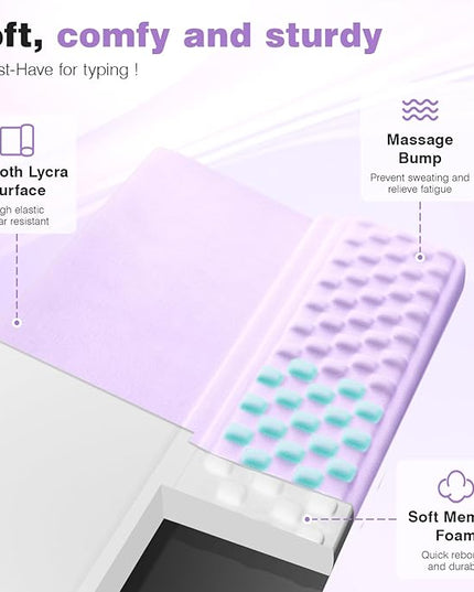 Ospelelf Keyboard Wrist Rest Pad, Comfy Ergonomic Keyboard Stand Riser Holder, Computer Wrist Support Cushion forTyping, Purple