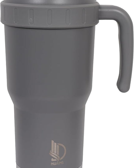 40 Oz Tumbler with Handle & Straw Lid, Insulated Stainless Steel Vacuum Flask, Double Wall Thermal Car Cup for Hot & Cold Drinks, Leak Proof, BPA Free (Dark Gray)
