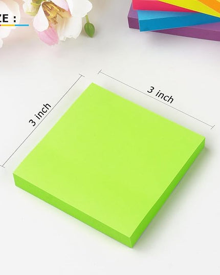 Winner Aura 3x3 Inch Bright Colors Self-Stick Sticky Notes, 6 Pack, 100 Sheets per Pad, Total 600 Sheets