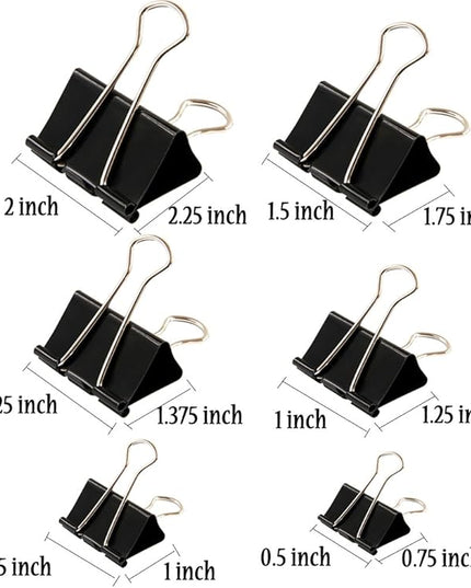 Binder Clips Paper Clamp for Paper-130 Pcs Clips Paper Binder Assorted Sizes (Black)