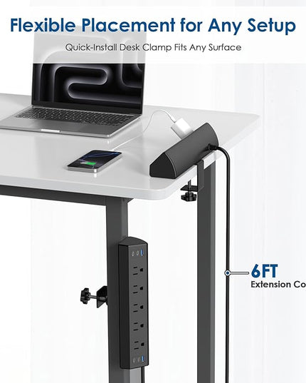 Jgstkcity Desk Clamp Power Strip USB C,40W Total Fast Charging Station,4 PD 20W USB C Ports,Desk Edge Mount Surge Protector,5 Outlets,Fit 1.96" Tabletop Edge,ETL Listed