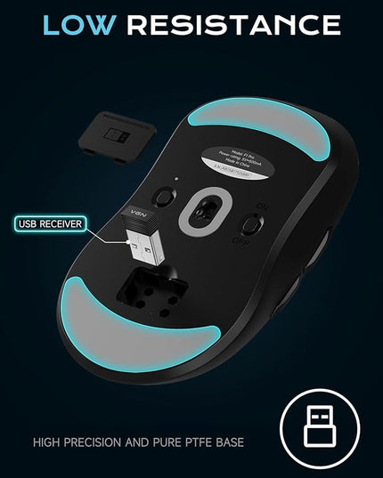VGN Esports Wireless Gaming Mouse, 49g Ultra-Lightweight Gamer Mouse Wireless, 26K DPI Optical Sensor, 6 Programmable Buttons, 4K Polling, 75Hrs Battery Life, 3 Connection Modes Gaming Mice for PC/Mac