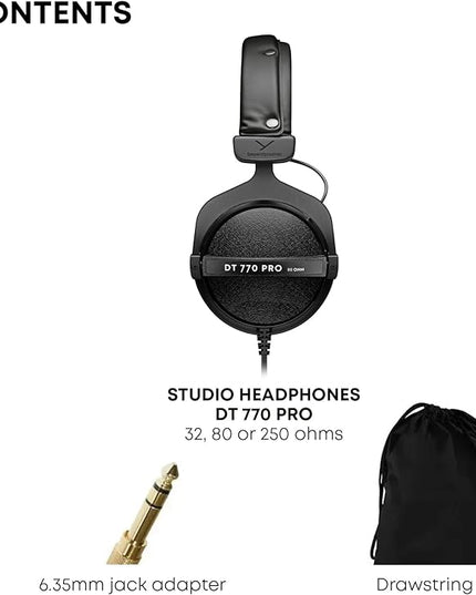 beyerdynamic DT 770 PRO 80 Ohm Over-Ear Studio Headphones in Gray. Enclosed Design, Wired for Professional Recording and Monitoring