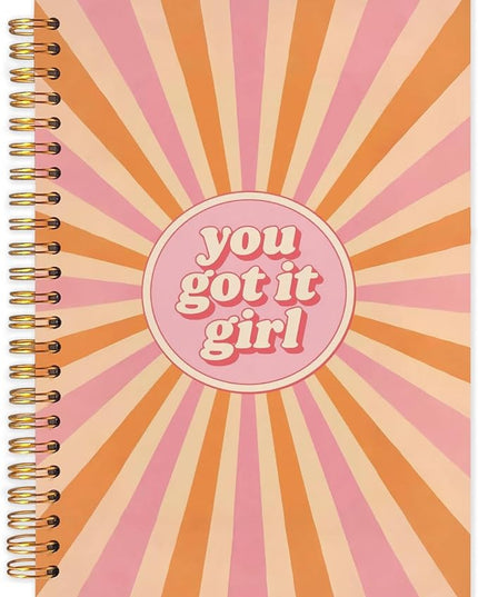 Inspirational Girl Spiral Journal Notebook 5.5x8.3in, Retro Boho Sunshine You Got It Girl Motivational Journal, Inspirational Gifts Notebooks for Women Note Taking, Hardcover Notebook