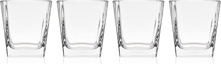 TRUE Square Rocks Glass, Old Fashioned Whiskey Glasses, Superb Drinking Cups for Cocktail Party, Home Bar, Bartender Accessories, Set of 4, 10 oz