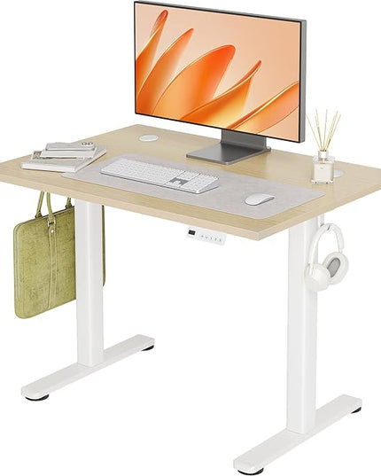 INNOVAR Electric Standing Desk, Adjustable Height Stand up Desks, 40 x 24 Inches Sit Stand up Desk for Home Office Computing, 3-Preset Memory Height Ergonomic Rising Desks, Nature