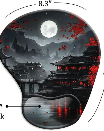Ergonomic Mouse Pad with Wrist Rest,Gaming Mouse Pad with Wrist Support,Funny Mouse Pads for Desk,Computer Mousepad with Non-Slip Pain Relief PU Base,Cute Office Desk Accessories,Full Moon