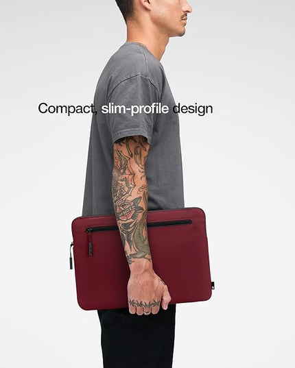 Incase Compact Laptop Sleeve with Flight Nylon - 14-inch MacBook/Laptop & iPad/Tablet Sleeve - Faux Fur Lining, Lightweight, Durable, Weather Resistant, Slip Pocket for Accessories - Cosmic Red