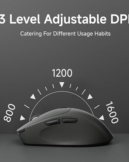 EWEADN Q5 Wireless Mouse, Bluetooth & 2.4G Quiet Computer Mouses with 1600 DPI, Battery Level Display, Ergonomic Office Mouse,6 Button Portable Cute Cordless Mice for Laptop/PC/Mac- Black
