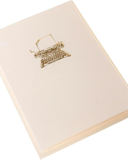 Graphique Typewriter Cards, Pack of 10 Cards with Envelopes, All Occasion Greetings, Blank Inside, Gold Foil Embossing, La Petite Press Collection Boxed Set, 3.25" x 4.75"