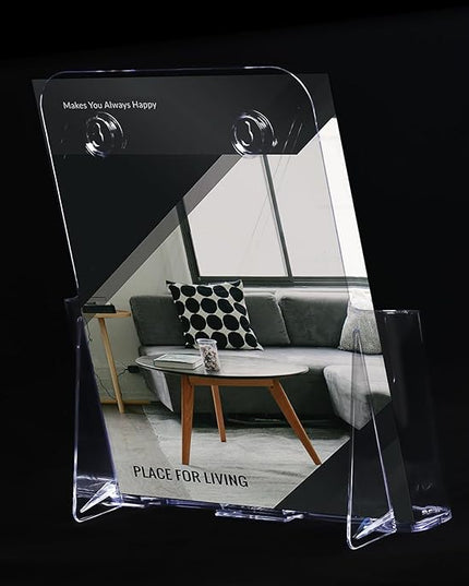 Acrylic Brochure Holder 8.5x11 Inches Slant Back Design, Clear Display Stand, Plastic Table Stand Sign Holder,Pamphlet Holder Flyer Holder, Acrylic Display Stand, Acrylic Table Signs Plastic Paper Holder for Office, Home, Store, 4 Pack