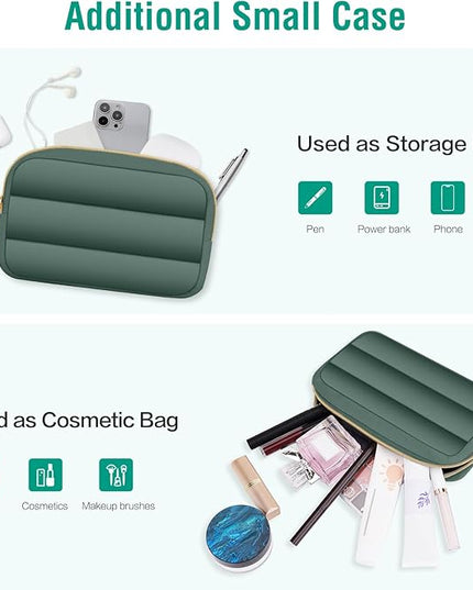 MOSISO 15-15.6 inch Laptop Case, 16 inch Puffy Laptop Sleeve Compatible with MacBook Pro 16, HP Dell ASUS Acer Toshiba Lenovo Notebook Computer, Polyester Horizontal Bag with Small Case, Emerald Green