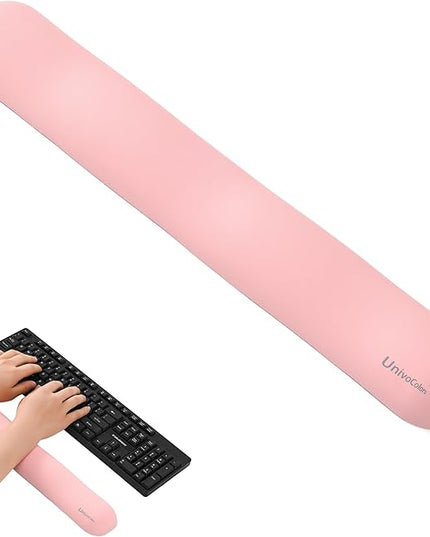 UnivoColors Design-Wave Keyboard Wrist Rest, Artificial Sheepskin+Memory Foam+Ergonomic+Anti-Slip Gel, Resilience Support During Work and Gaming,Keyboard Accessory,Pink